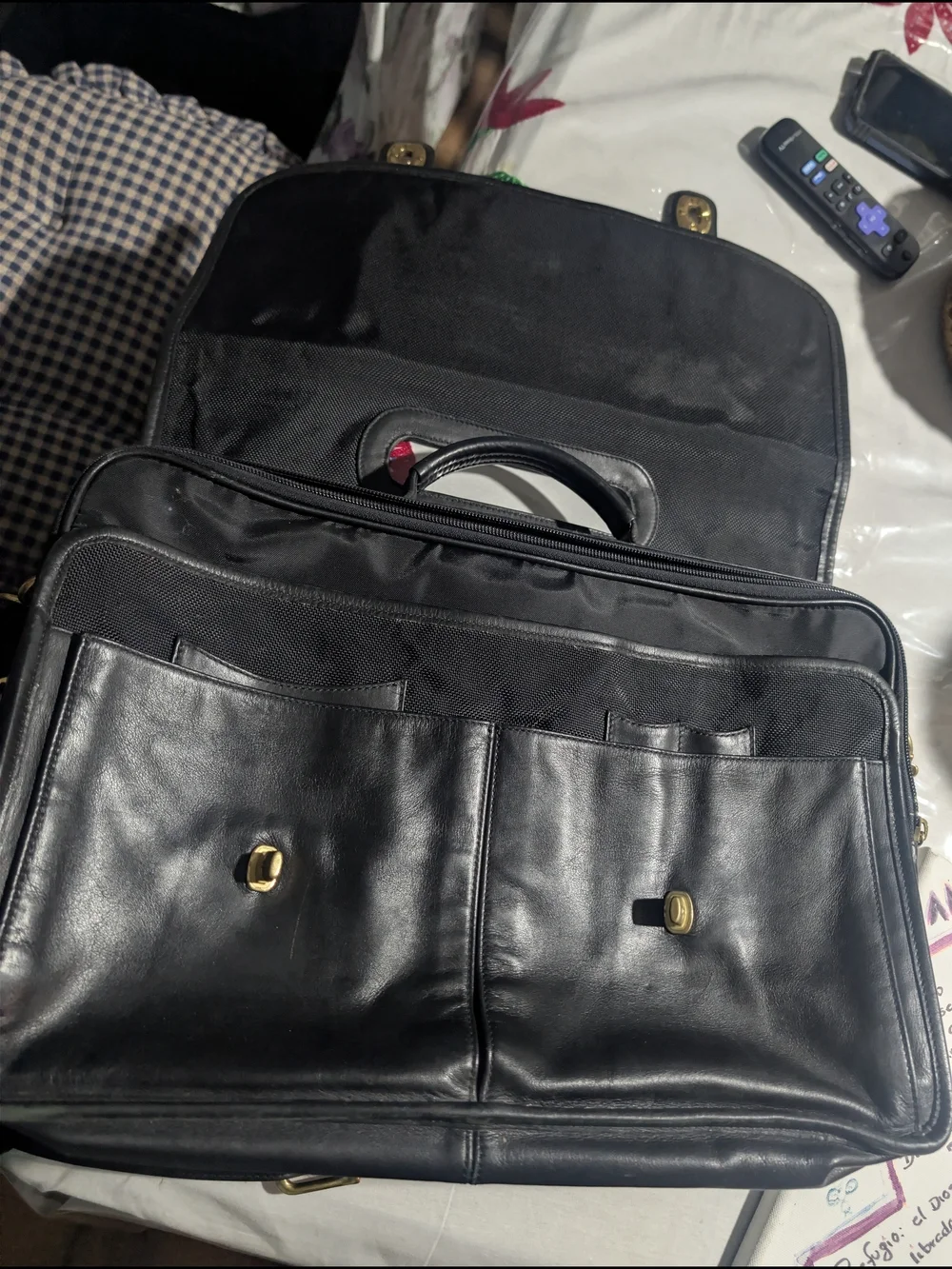 Coach Black Leather Work Briefcase with Top Handle and Strap